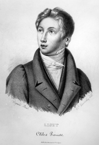Portrait of Franz Liszt (1811-86) as a Boy, engraved by Numa Boucoiran by Jean Vignaud